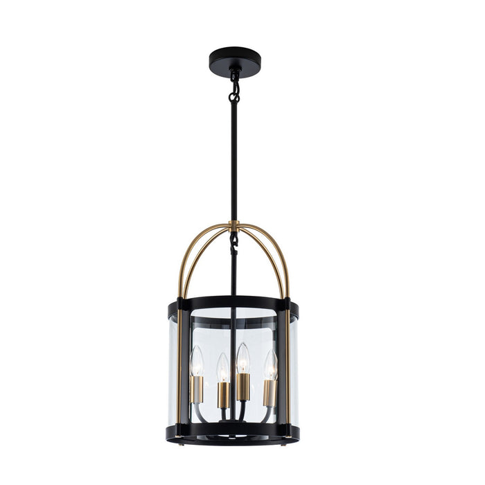 Artcraft AC11514BB Four Light Pendant, Black and Brushed Brass