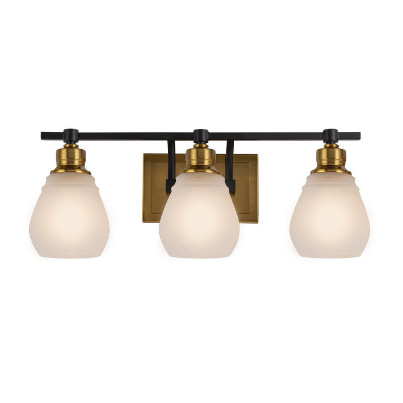 Artcraft AC11683BB Three Light Bathroom Vanity, Brass & Black