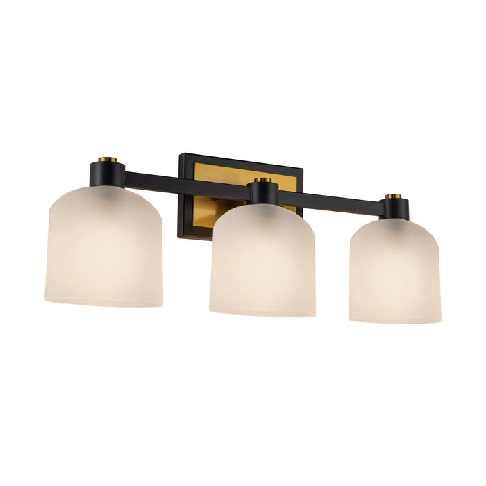 Artcraft AC11693BB Three Light Bathroom Vanity, Black and Brushed Brass