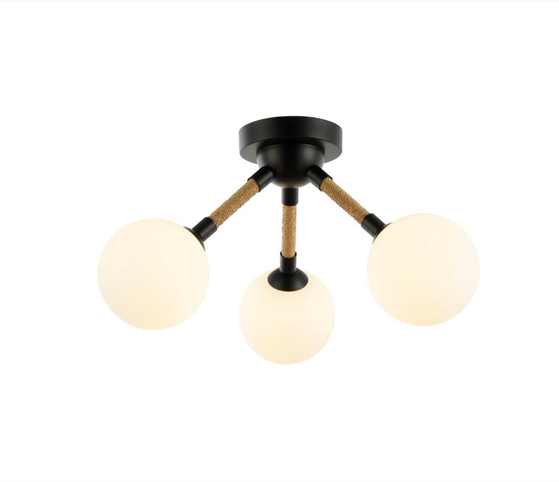 Artcraft AC11843BK Three Light Semi-Flush Mount, Black
