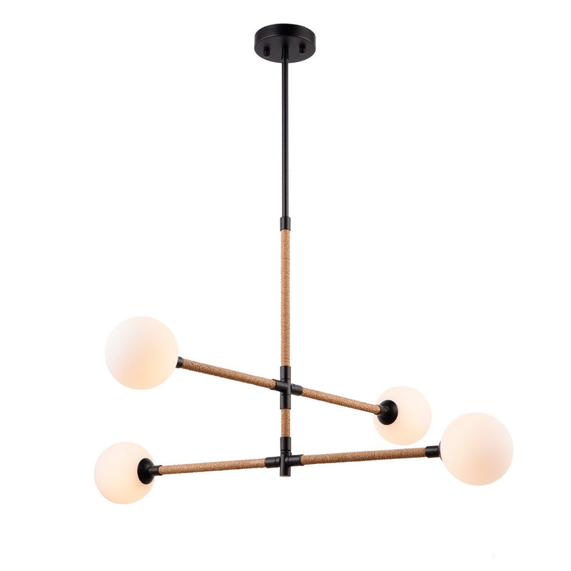 Artcraft AC11844BK Four Light Chandelier, Black
