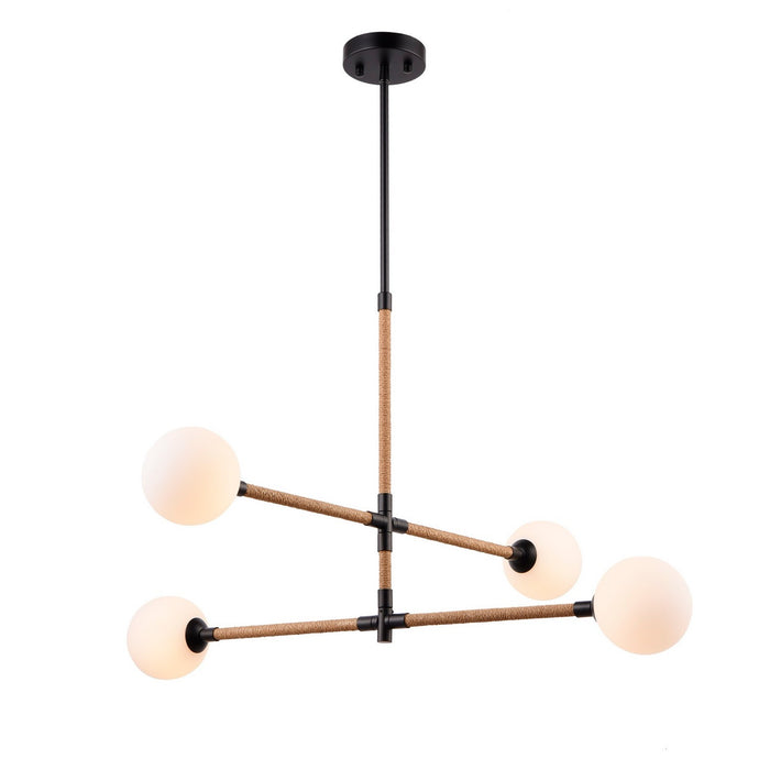 Artcraft AC11844BK Four Light Chandelier, Black