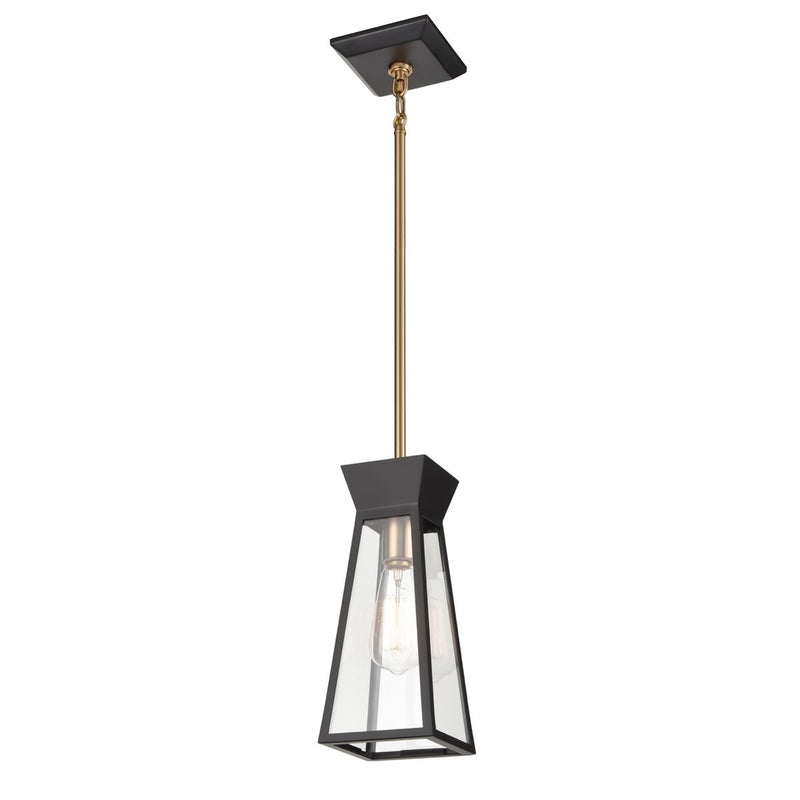 Artcraft AC11850BK One Light Pendant, Black and Brushed Brass