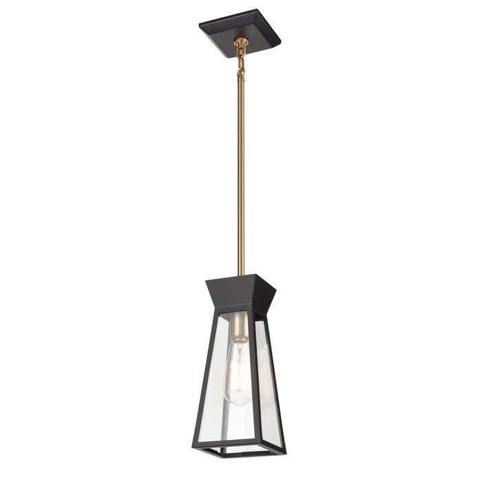 Artcraft AC11850BK One Light Pendant, Black and Brushed Brass
