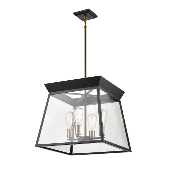 Artcraft AC11852BK Four Light Chandelier, Black and Brushed Brass