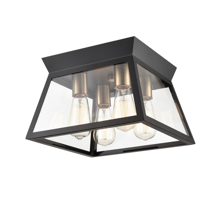 Artcraft AC11853BK Four Light Flushmount, Black and Brushed Brass