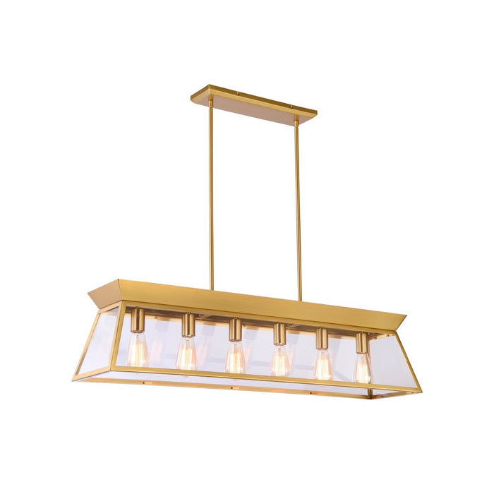 Artcraft AC11854BB Six Light Island Chandelier, Brushed Brass