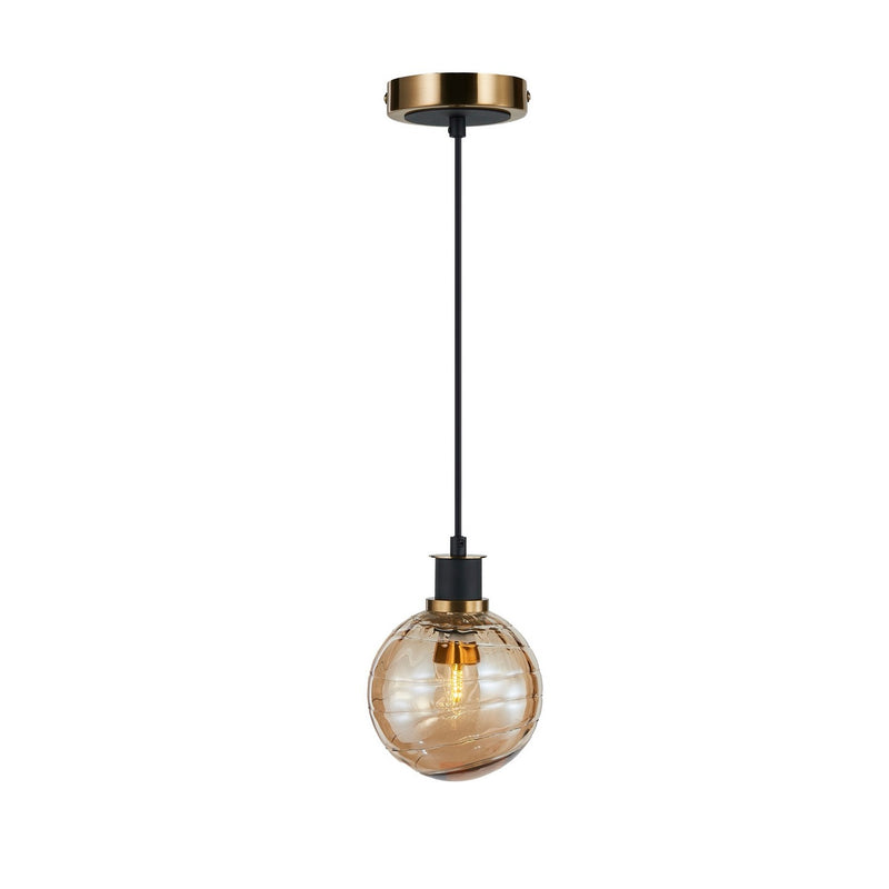 Artcraft AC11870AM One Light Pendant, Black and Brushed Brass