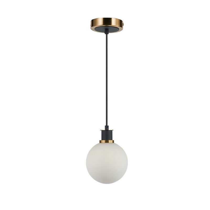 Artcraft AC11870WH One Light Pendant, Black and Brushed Brass