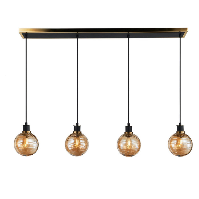 Artcraft AC11874AM Four Light Island/Pool Table, Black and Brushed Brass