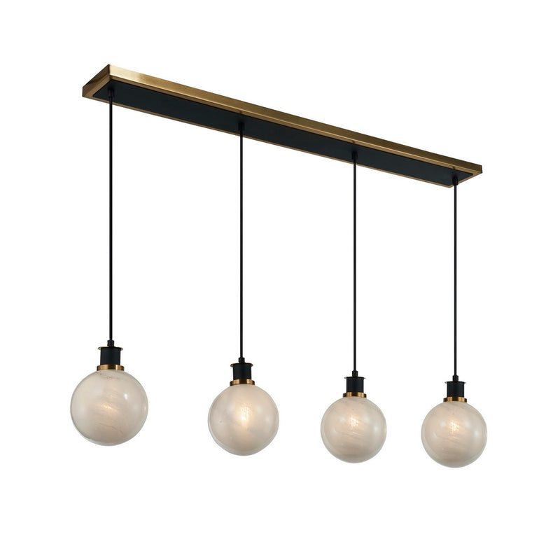 Artcraft AC11874SW Four Light Island/Pool Table, Black and Brushed Brass
