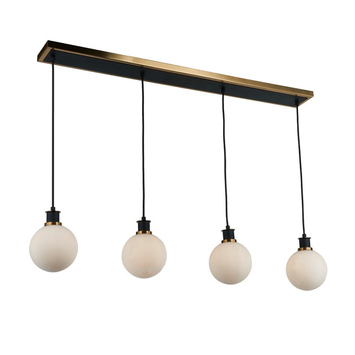 Artcraft AC11874WH Four Light Island/Pool Table, Black and Brushed Brass