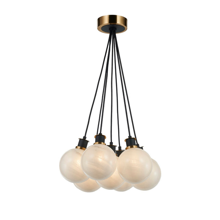 Artcraft AC11877SW Seven Light Pendant, Black and Brushed Brass