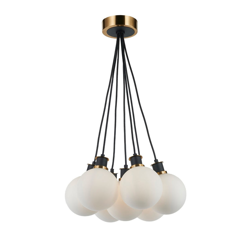 Artcraft AC11877WH Seven Light Pendant, Black and Brushed Brass