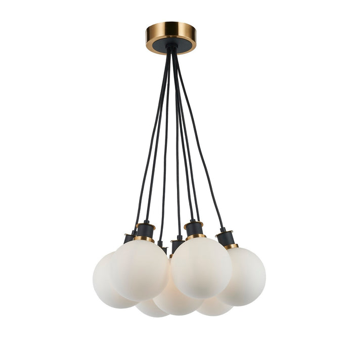 Artcraft AC11877WH Seven Light Pendant, Black and Brushed Brass
