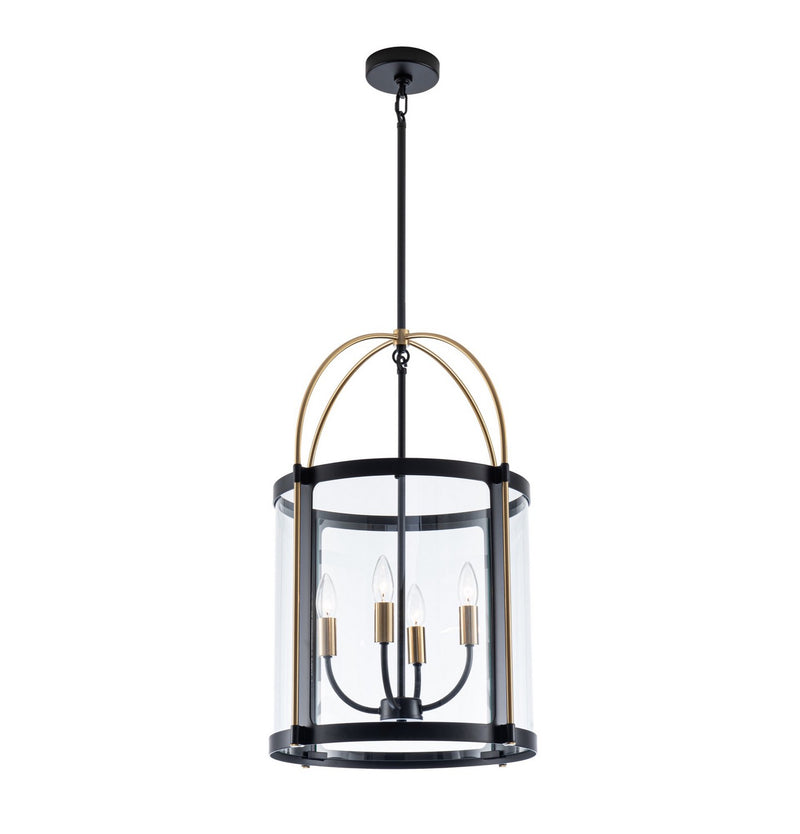 Artcraft AC11515BB Four Light Pendant, Black and Brushed Brass