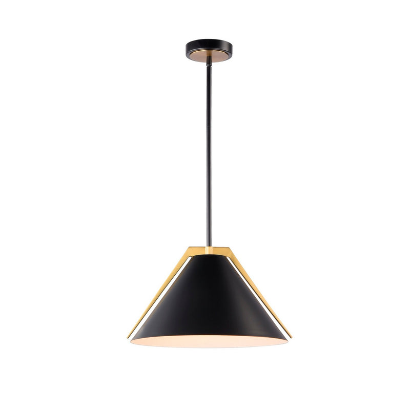 Artcraft AC11910BK One Light Pendant, Black and Brushed Brass