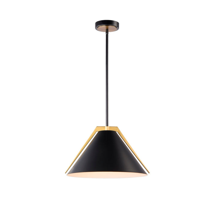Artcraft AC11910BK One Light Pendant, Black and Brushed Brass