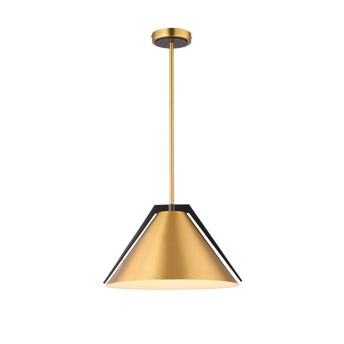 Artcraft AC11910BR One Light Pendant, Brass and black