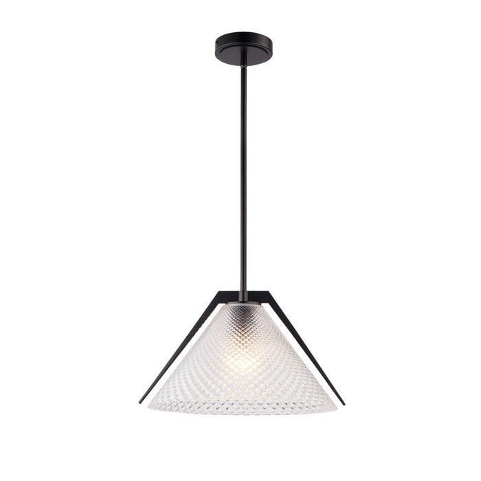 Artcraft AC11911BK One Light Pendant, Black and Brushed Brass