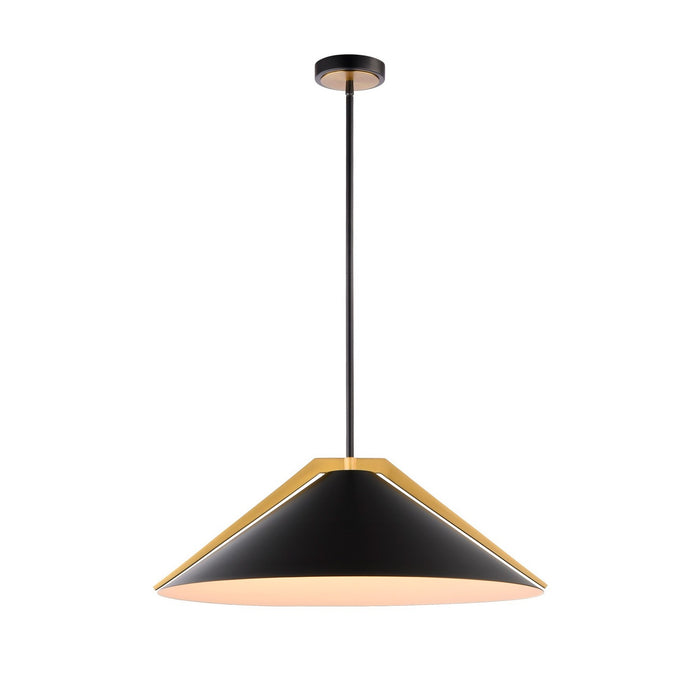 Artcraft AC11914BK Three Light Pendant, Black and Brushed Brass