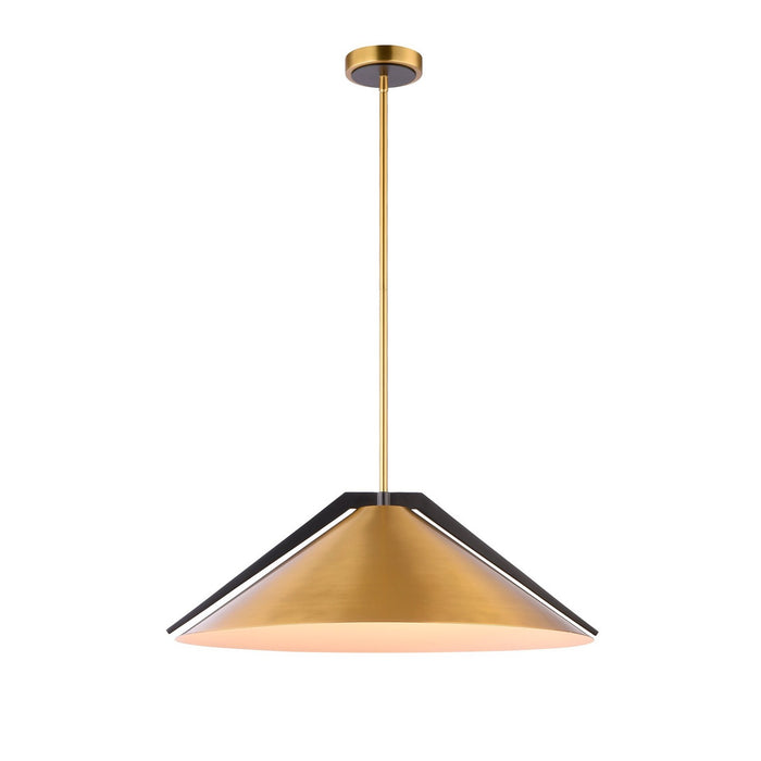 Artcraft AC11914BR Three Light Pendant, Brass and black