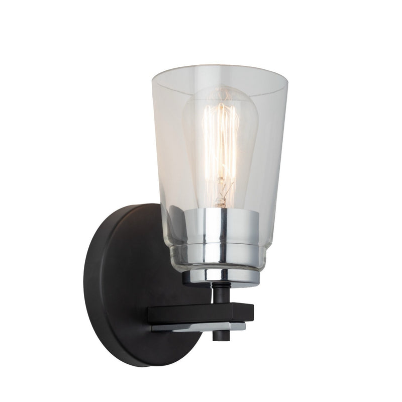 Artcraft AC11931NB One Light Bathroom, Black and Chrome