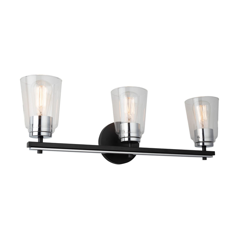 Artcraft AC11933NB Three Light Bathroom Vanity, Black and Chrome