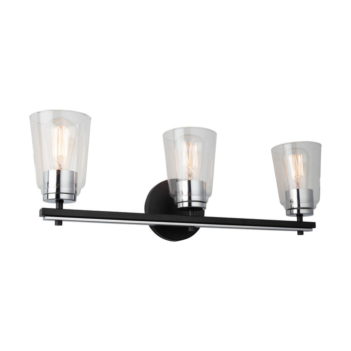 Artcraft AC11933NB Three Light Bathroom Vanity, Black and Chrome