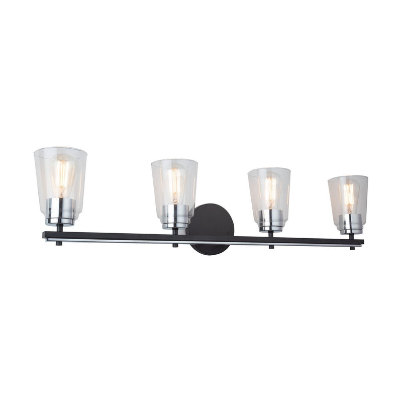 Artcraft AC11934NB Four Light Bathroom Vanity, Black and Chrome