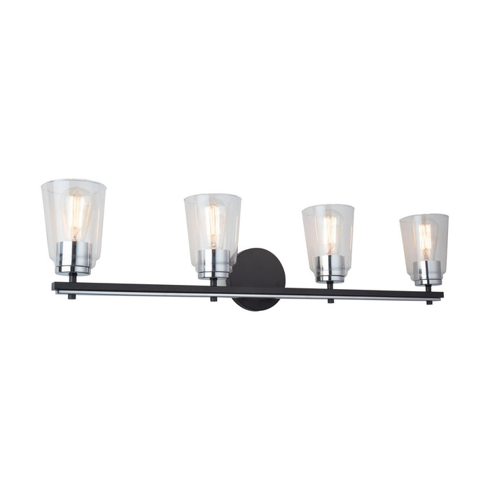 Artcraft AC11934NB Four Light Bathroom Vanity, Black and Chrome