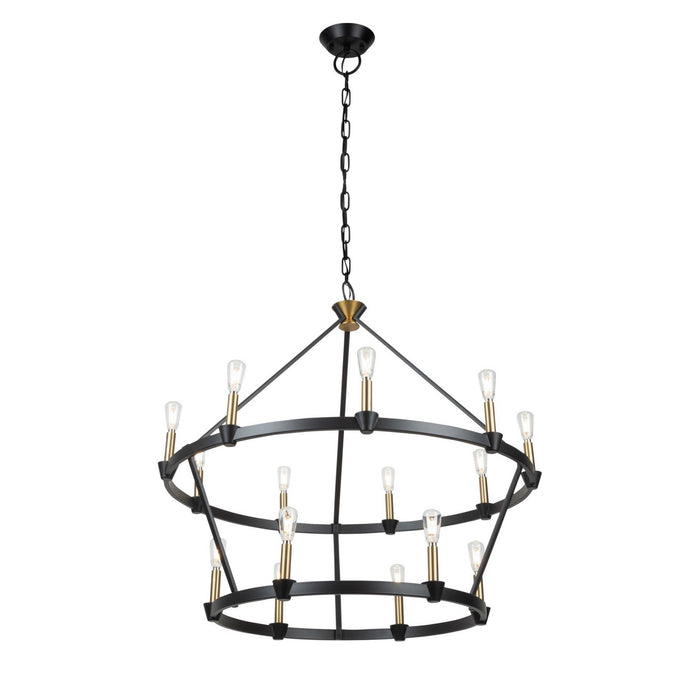 Artcraft AC11985BB 15 Light Chandelier, Black and Brushed Brass