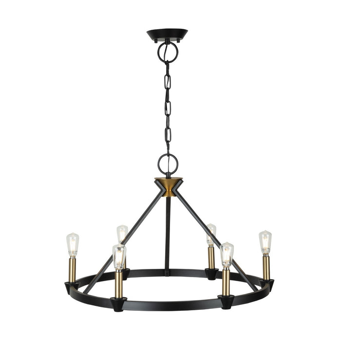 Artcraft AC11986BB Six Light Chandelier, Black and Brushed Brass