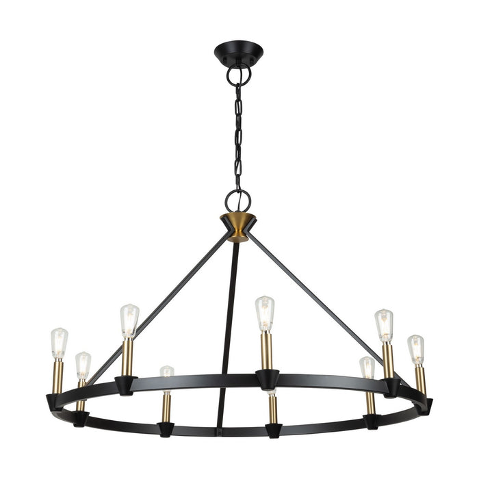 Artcraft AC11989BB Nine Light Chandelier, Black and Brushed Brass