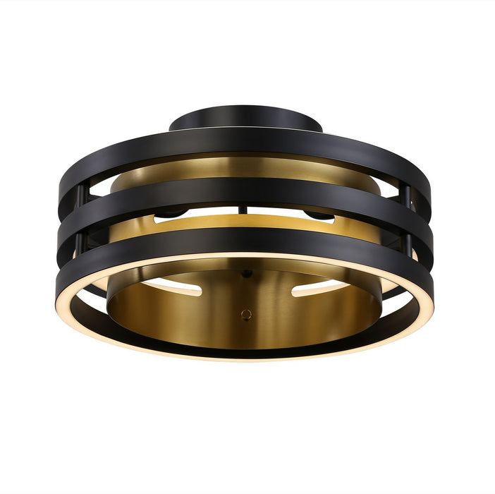 Artcraft AC6752BB LED Semi-Flush Mount, Black and Brushed Brass