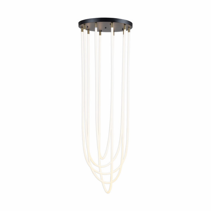 Artcraft AC6812BK LED Chandelier, Black and Brushed Brass