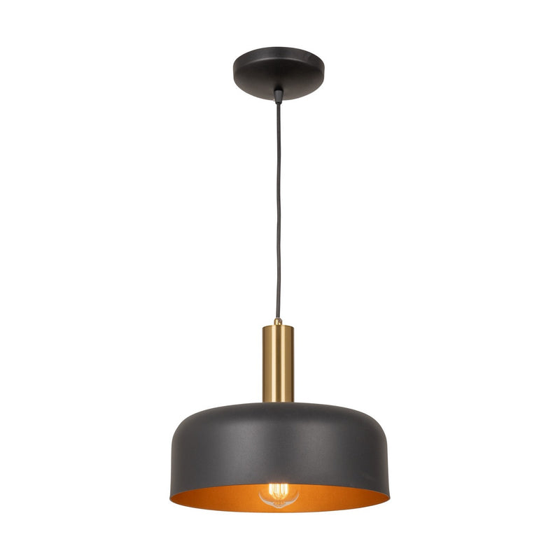 Artcraft AC7421BB One Light Pendant, Black and Brushed Brass