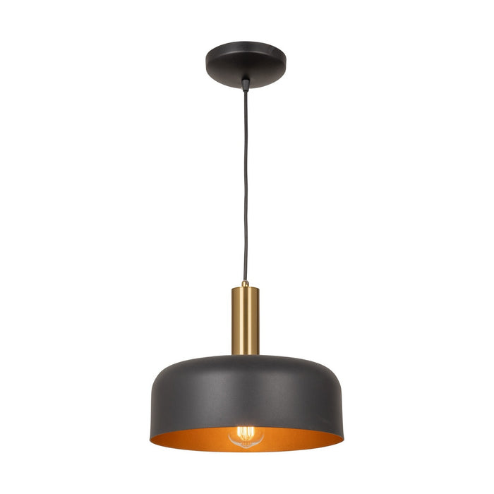 Artcraft AC7421BB One Light Pendant, Black and Brushed Brass