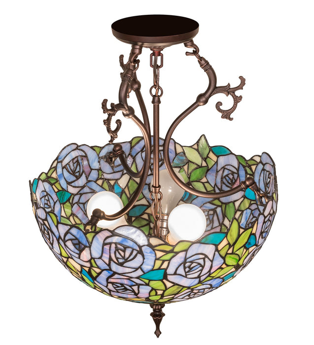 Meyda Tiffany 271867 Three Light Semi-Flushmount, Mahogany Bronze