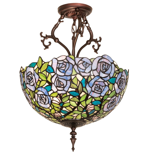 Meyda Tiffany 271867 Three Light Semi-Flushmount, Mahogany Bronze