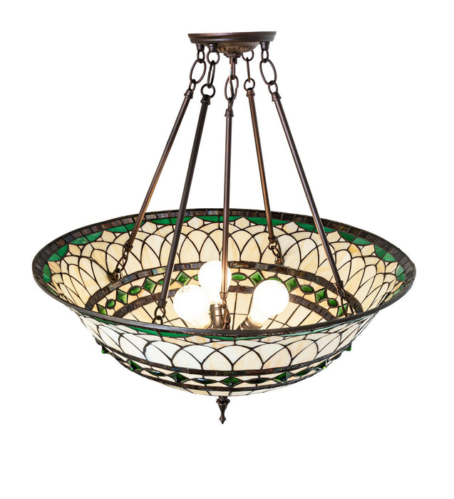 Meyda Tiffany 274334 Three Light Semi-Flushmount, Mahogany Bronze