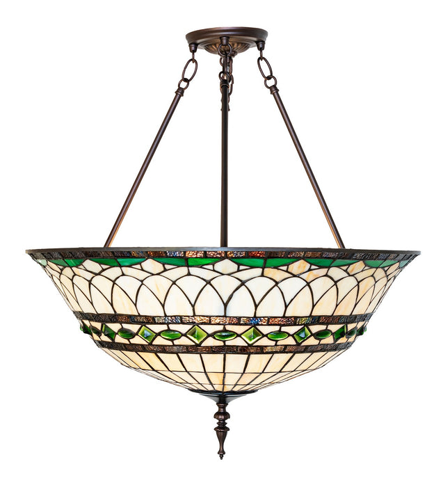 Meyda Tiffany 274334 Three Light Semi-Flushmount, Mahogany Bronze