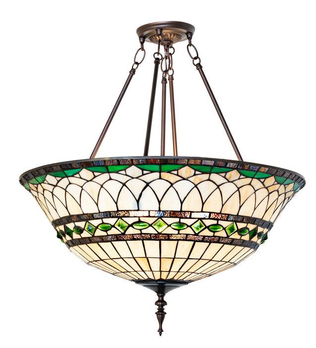Meyda Tiffany 274334 Three Light Semi-Flushmount, Mahogany Bronze