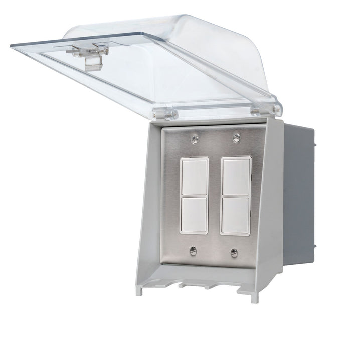 Eurofase EFDOWPS Dual Duplex Switch Weatherproof Surface Mount And Gang Box, Stainless Steel