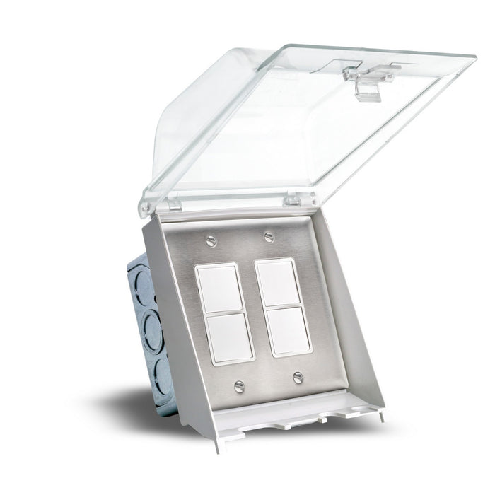 Eurofase EFDWWPS Dual Duplex Switch Weatherproof Flush Mount And Gang Box, Stainless Steel