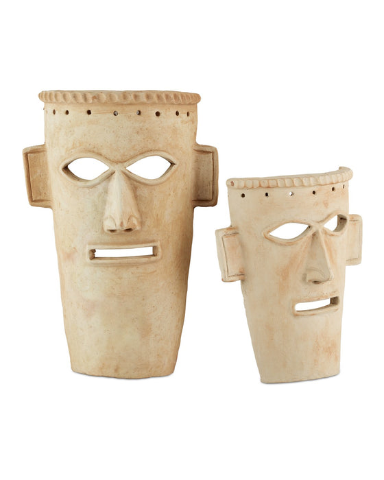 Currey and Company 1200-0756 Mask Set of 2, Natural/Whitewash