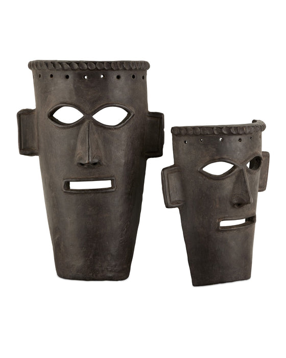 Currey and Company 1200-0757 Mask Set of 2, Dark Brown