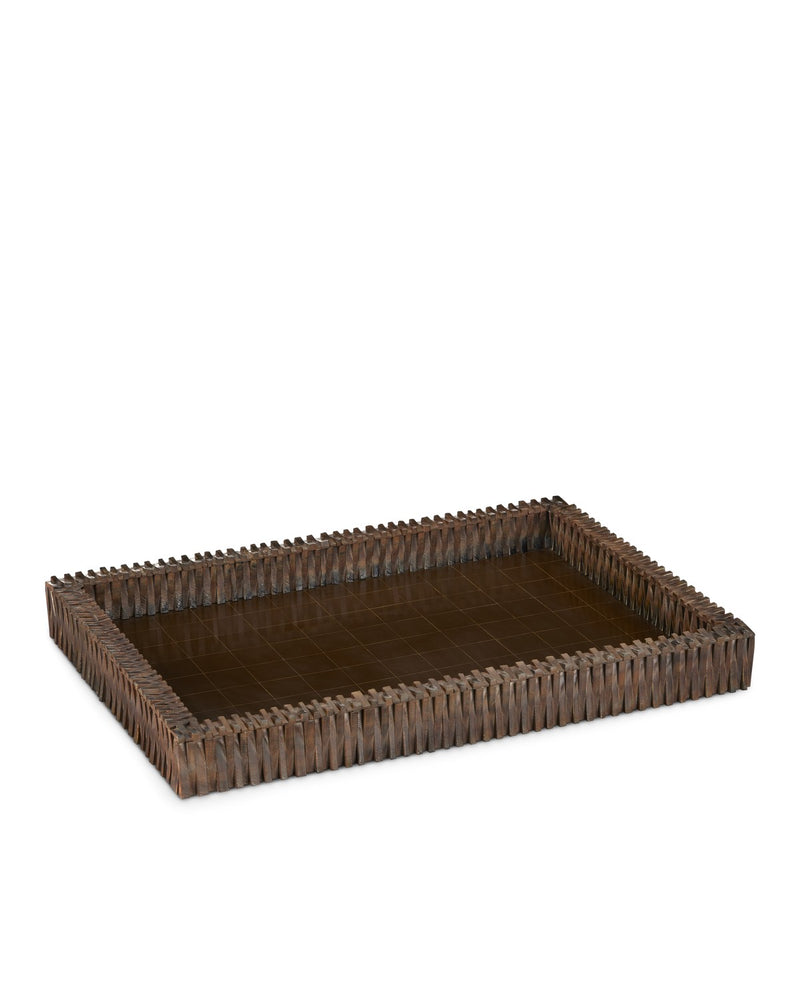 Currey and Company 1200-0760 Tray, Burnt Horn/Brown
