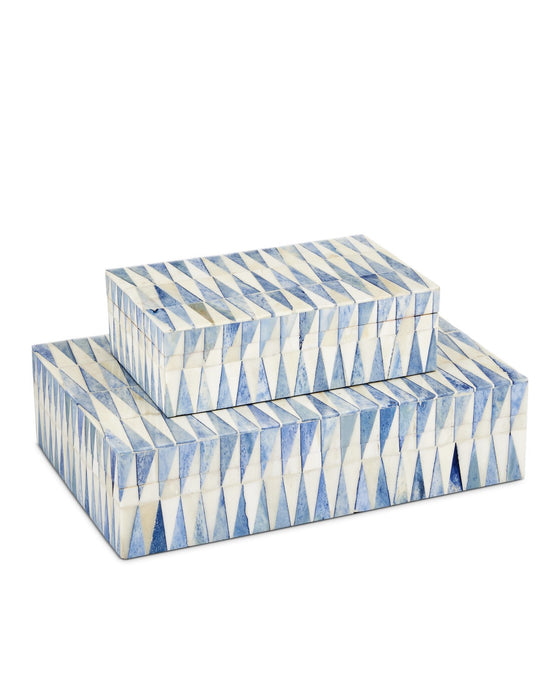 Currey and Company 1200-0762 Box Set of 2, Blue/White