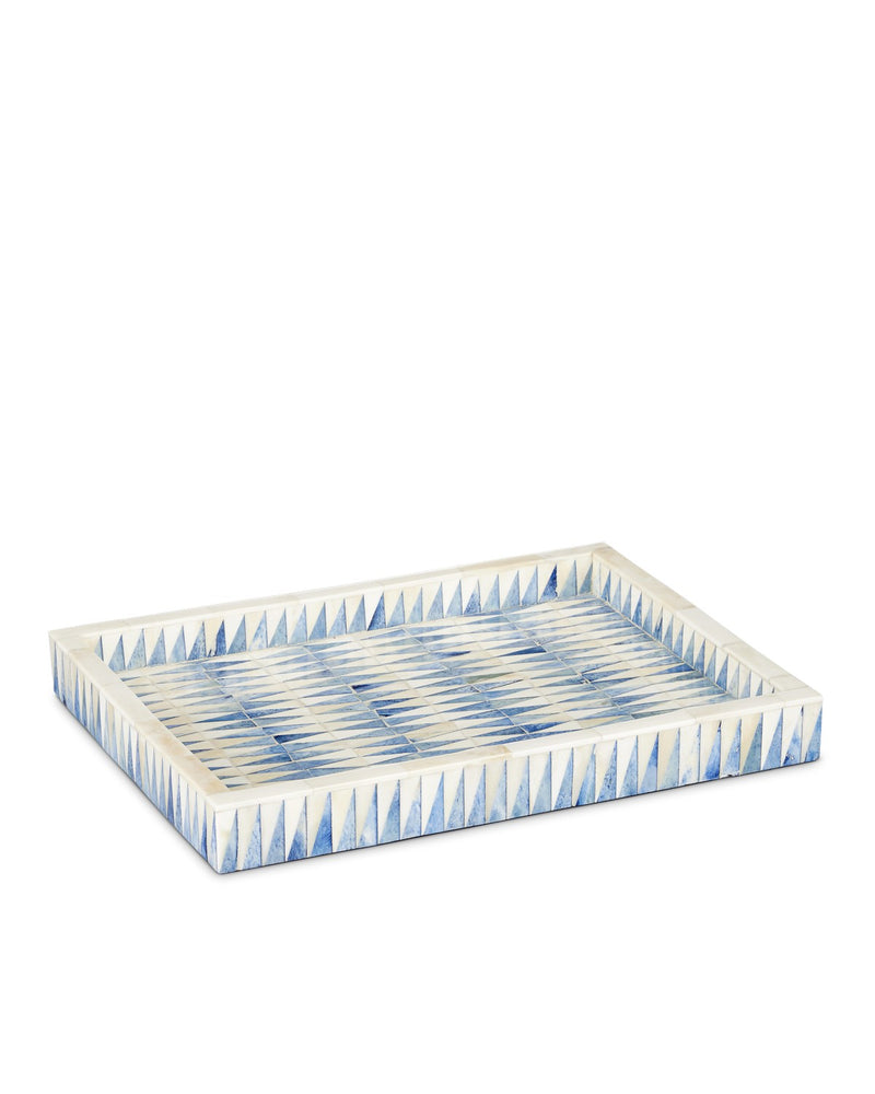 Currey and Company 1200-0764 Tray, Blue/White